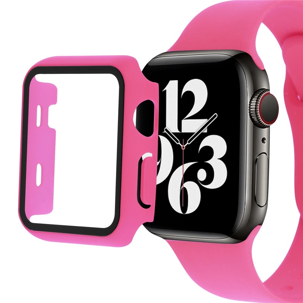 Overall plastové nasazovací pouzdro s ochranným sklem na Apple Watch SE3/SE2/SE1/Watch 6/5/4 40mm - rose