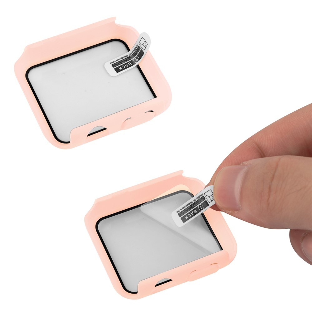 Overall plastové nasazovací pouzdro s ochranným sklem na Apple Watch SE3/SE2/SE1/Watch 6/5/4 40mm - růžové