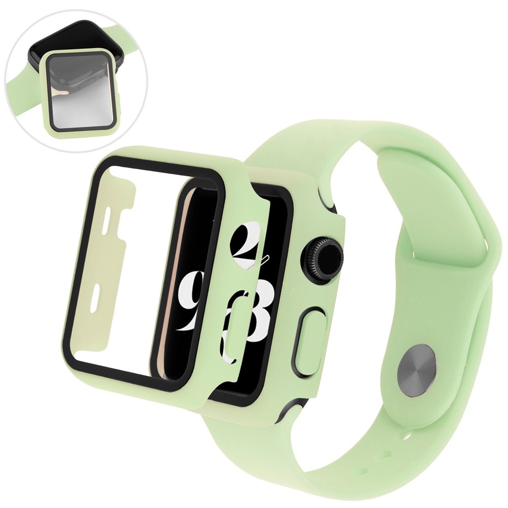 Overall plastové nasazovací pouzdro s ochranným sklem na Apple Watch SE3/SE2/SE1/Watch 6/5/4 40mm - světlezelené