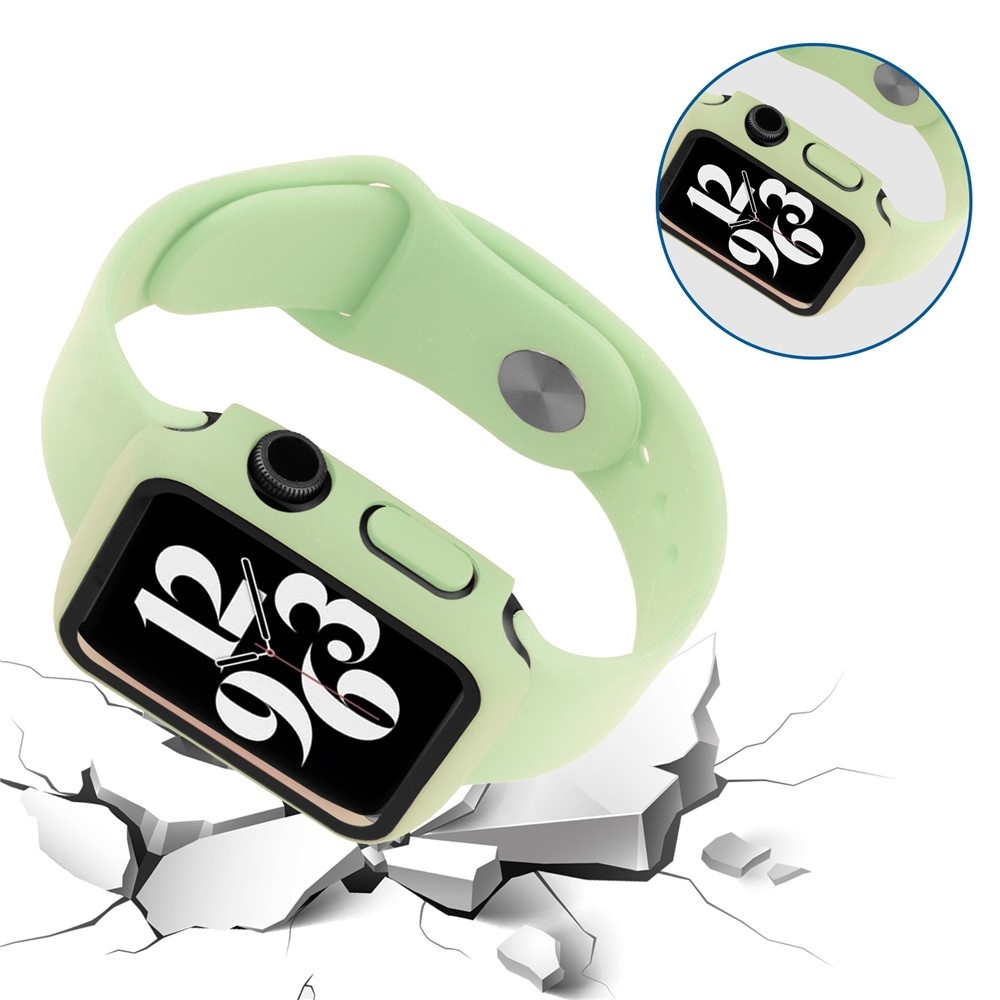 Overall plastové nasazovací pouzdro s ochranným sklem na Apple Watch SE3/SE2/SE1/Watch 6/5/4 40mm - světlezelené