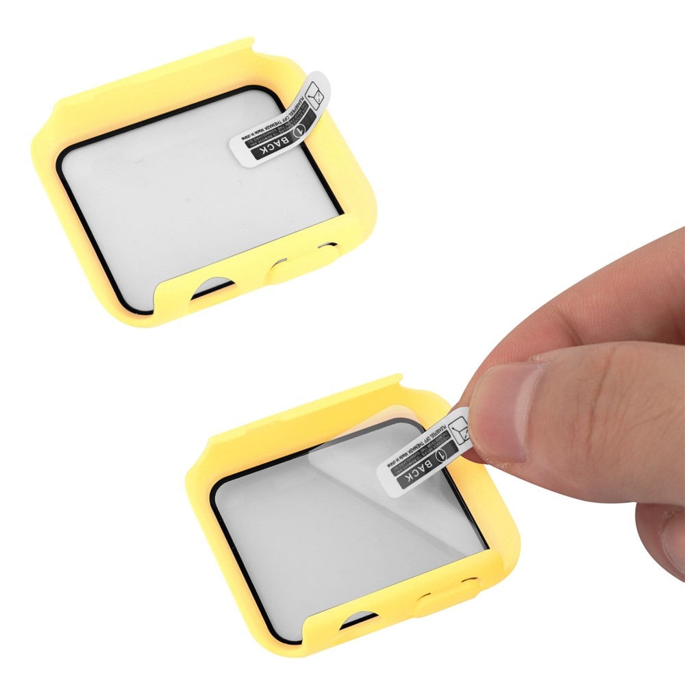 Overall plastové nasazovací pouzdro s ochranným sklem na Apple Watch SE3/SE2/SE1/Watch 6/5/4 40mm - žluté