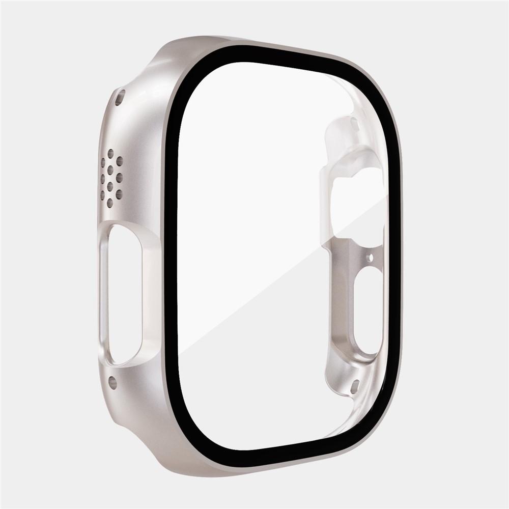 Overall plastové nasazovací pouzdro s ochranným sklem na Apple Watch Ultra 4/3/2/1 49mm - béžové