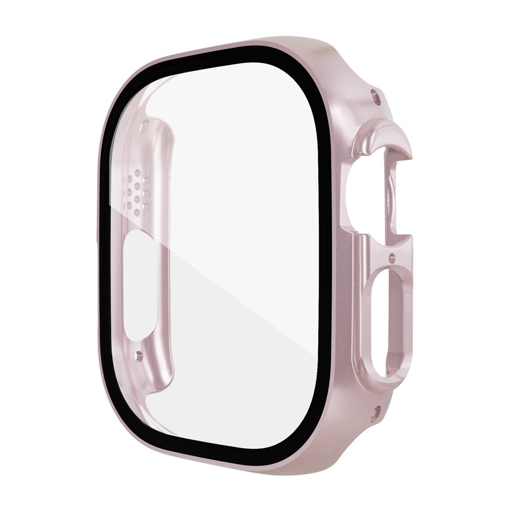 Overall plastové nasazovací pouzdro s ochranným sklem na Apple Watch Ultra 4/3/2/1 49mm - růžovozlaté