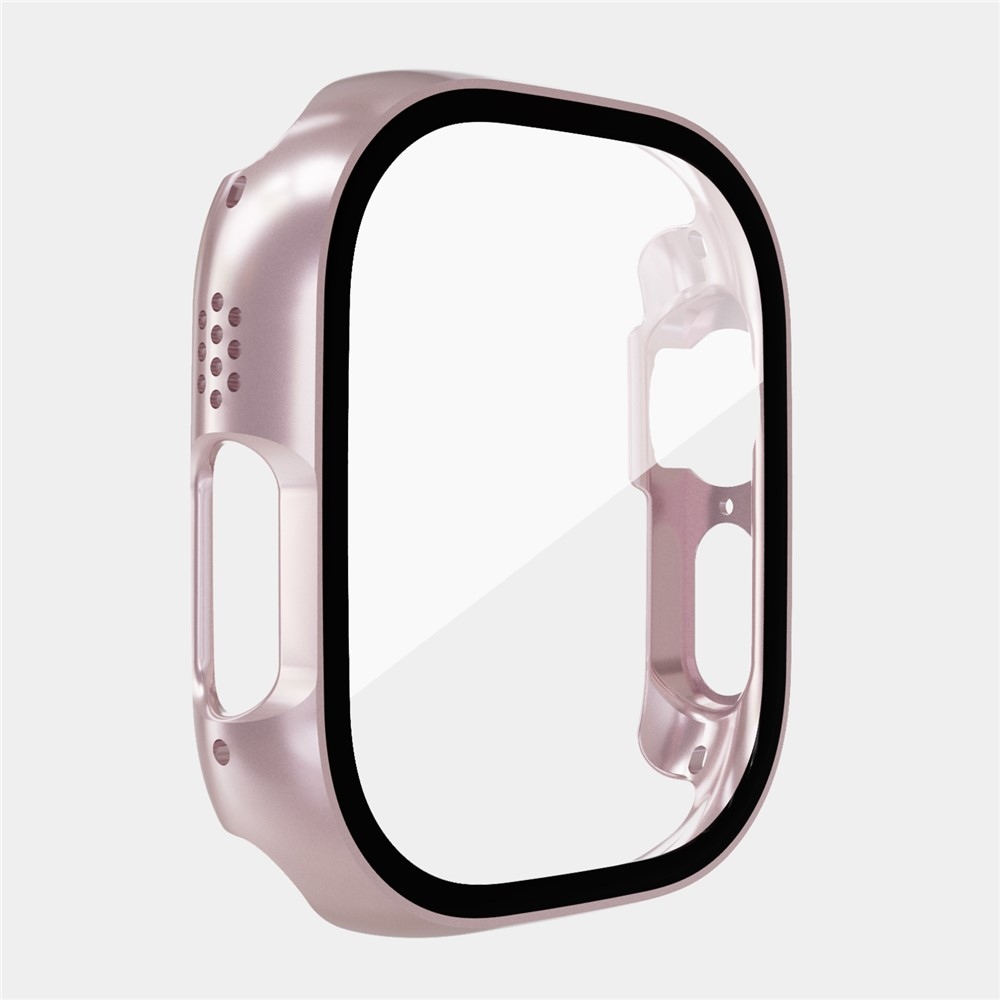 Overall plastové nasazovací pouzdro s ochranným sklem na Apple Watch Ultra 4/3/2/1 49mm - růžovozlaté