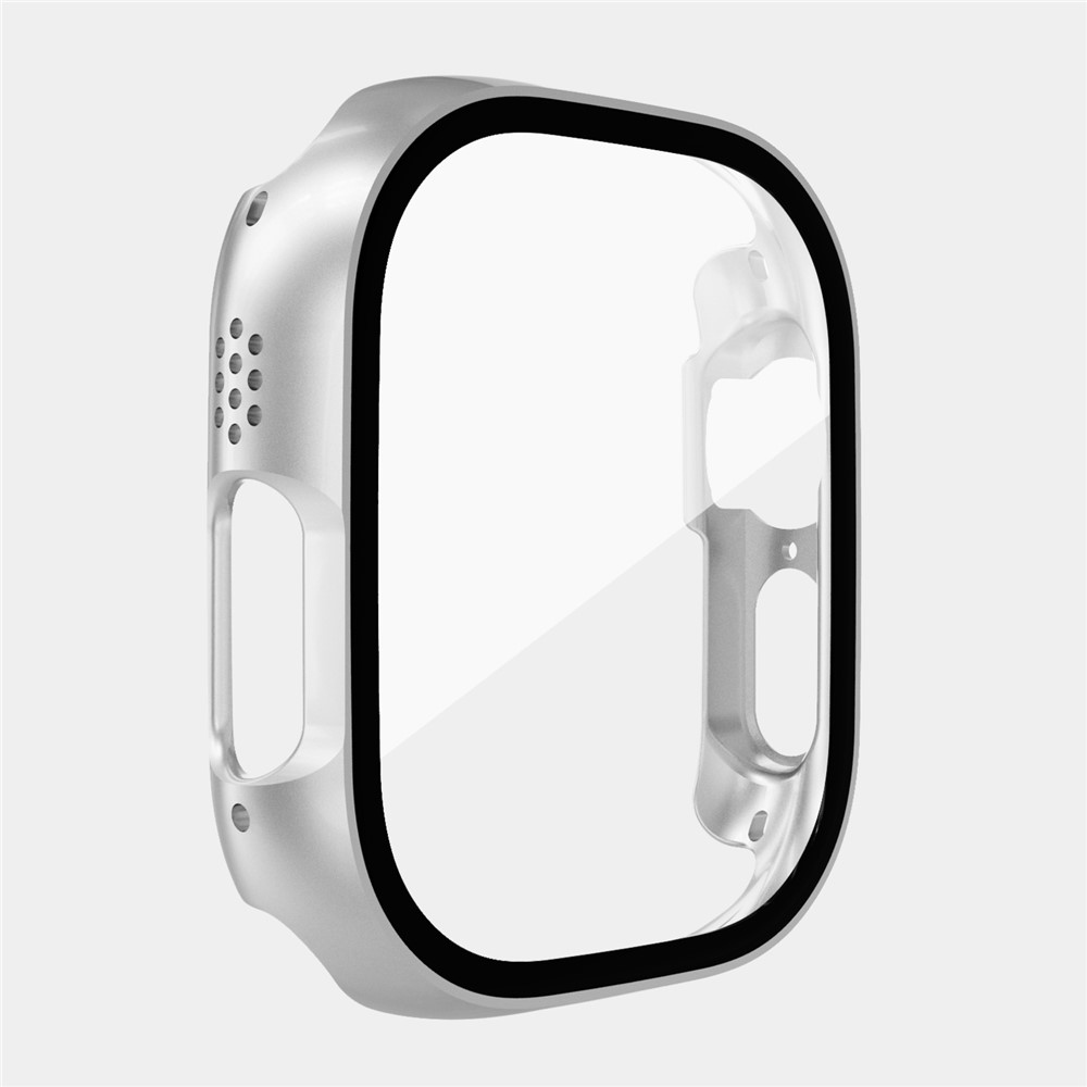 Overall plastové nasazovací pouzdro s ochranným sklem na Apple Watch Ultra 4/3/2/1 49mm - stříbrné