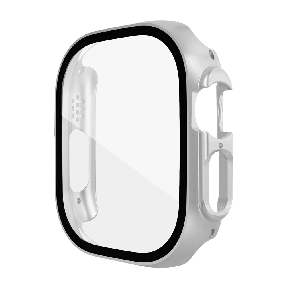 Overall plastové nasazovací pouzdro s ochranným sklem na Apple Watch Ultra 4/3/2/1 49mm - stříbrné