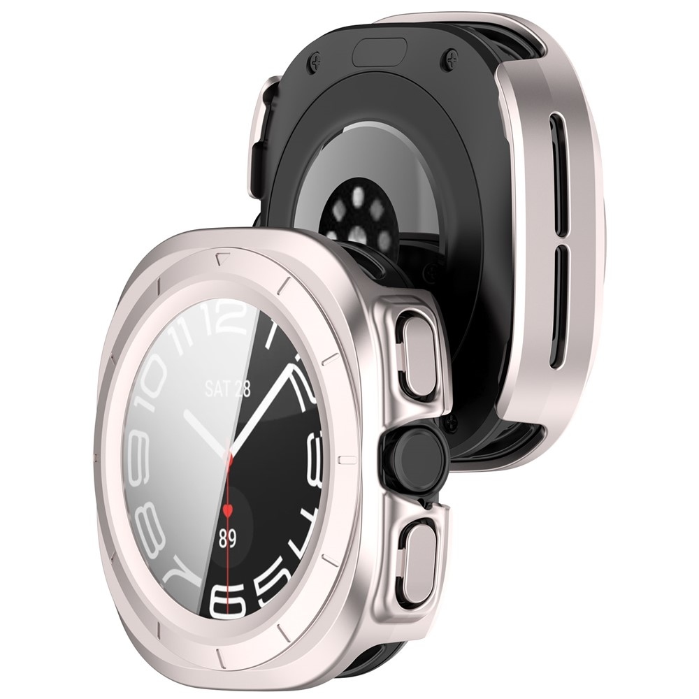 Overall plastové nasazovací pouzdro s ochranným sklem na Samsung Galaxy Watch Ultra2 47mm/Watch Ultra (2025) 47mm - béžové