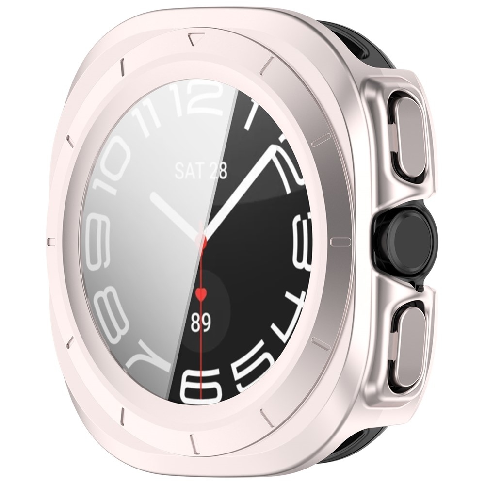 Overall plastové nasazovací pouzdro s ochranným sklem na Samsung Galaxy Watch Ultra2 47mm/Watch Ultra (2025) 47mm - béžové