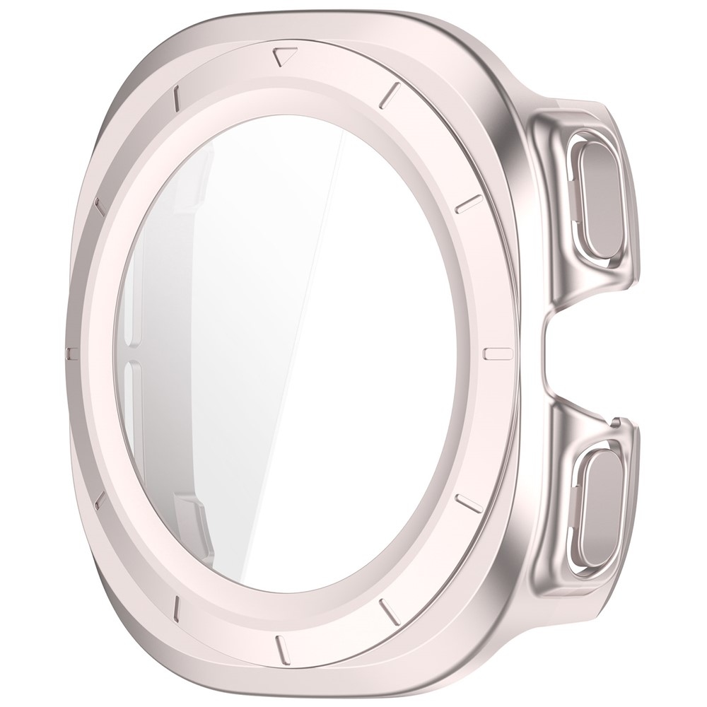 Overall plastové nasazovací pouzdro s ochranným sklem na Samsung Galaxy Watch Ultra2 47mm/Watch Ultra (2025) 47mm - béžové