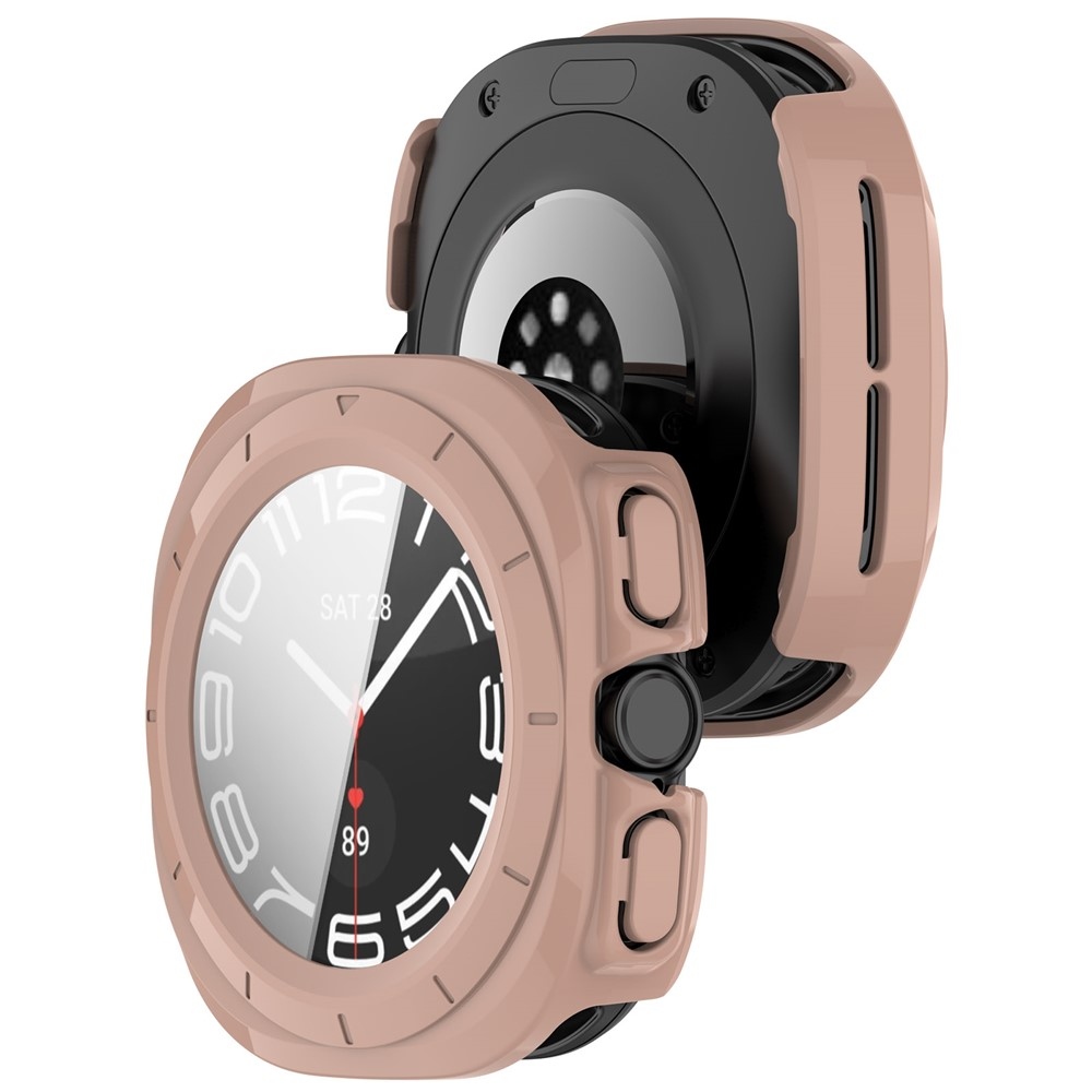 Overall plastové nasazovací pouzdro s ochranným sklem na Samsung Galaxy Watch Ultra2 47mm/Watch Ultra (2025) 47mm - růžové