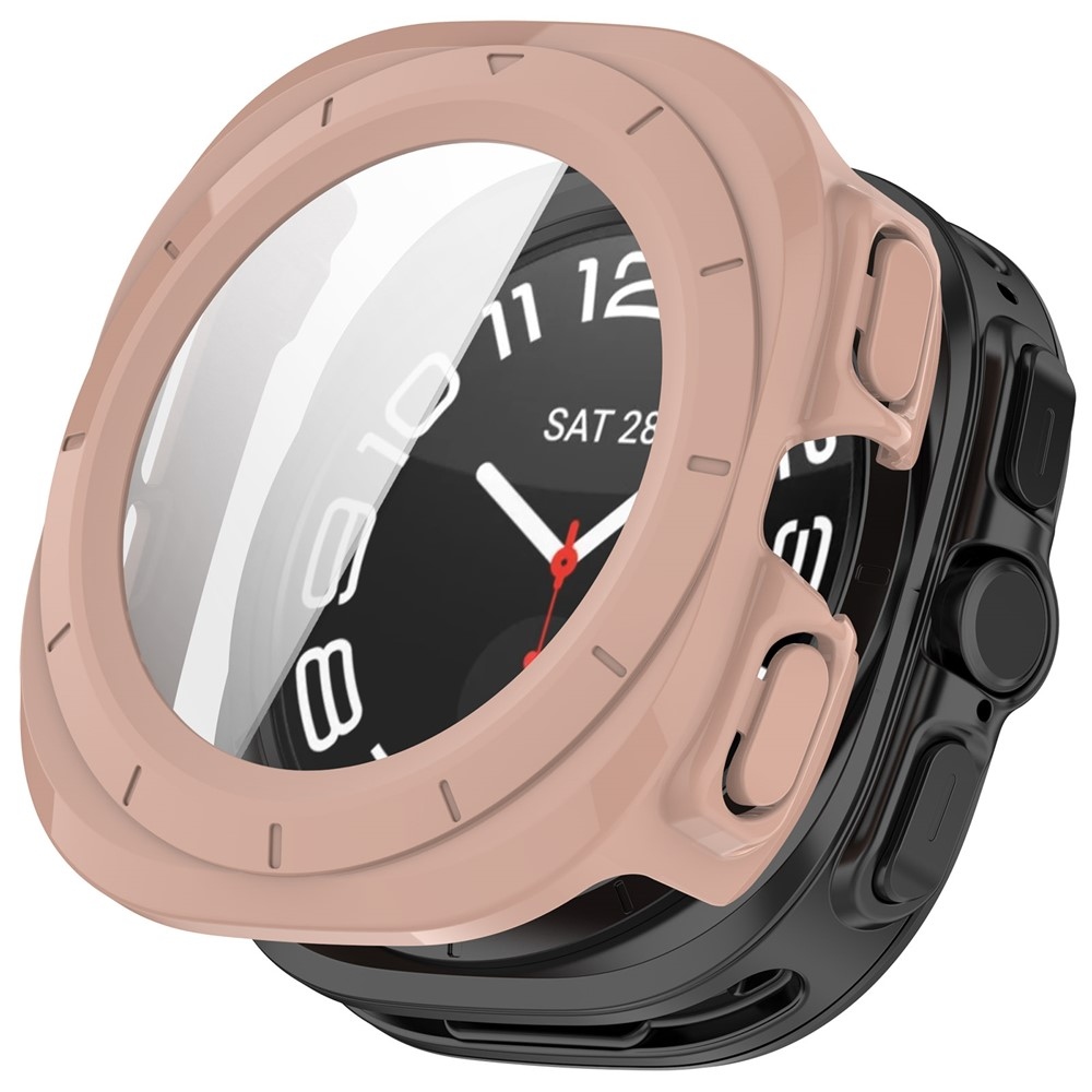 Overall plastové nasazovací pouzdro s ochranným sklem na Samsung Galaxy Watch Ultra2 47mm/Watch Ultra (2025) 47mm - růžové