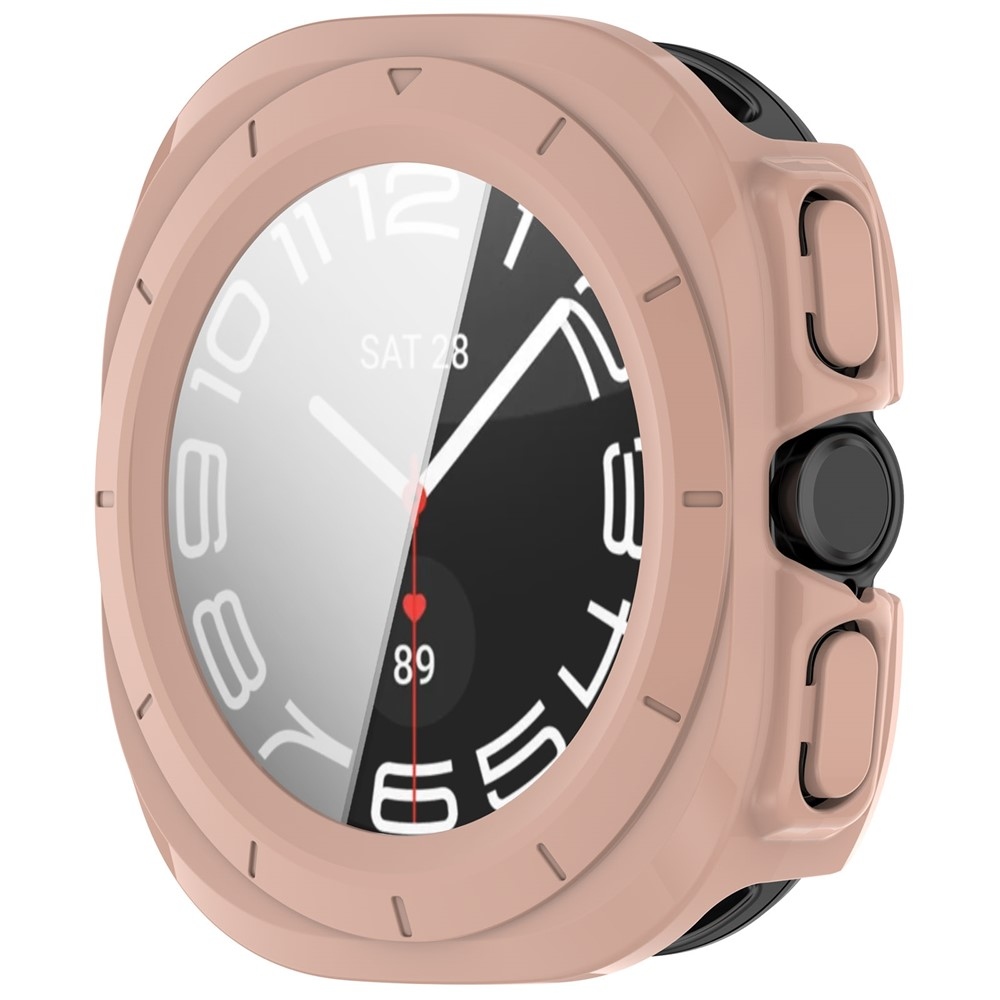 Overall plastové nasazovací pouzdro s ochranným sklem na Samsung Galaxy Watch Ultra2 47mm/Watch Ultra (2025) 47mm - růžové