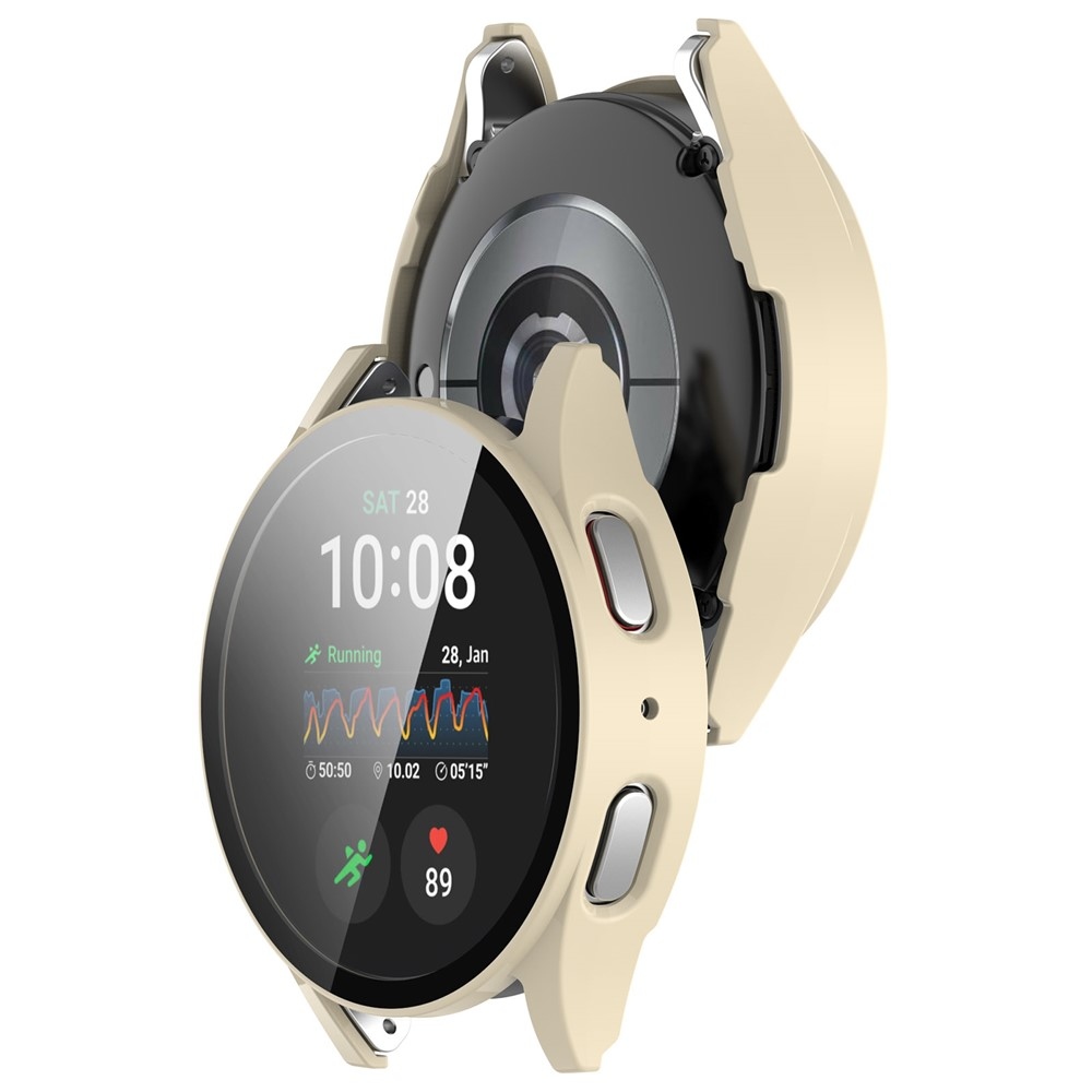 Overall plastové nasazovací pouzdro s ochranným sklem na Samsung Galaxy Watch7 40mm - béžové