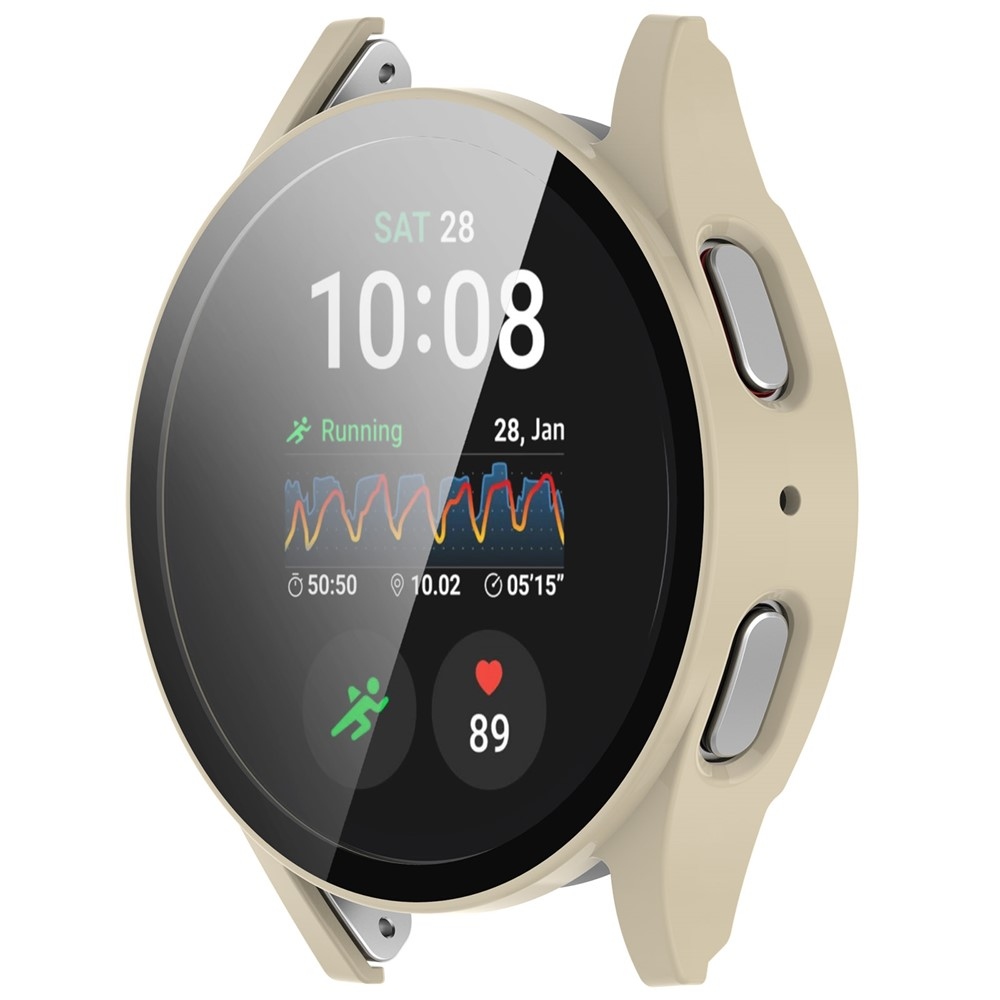 Overall plastové nasazovací pouzdro s ochranným sklem na Samsung Galaxy Watch7 40mm - béžové