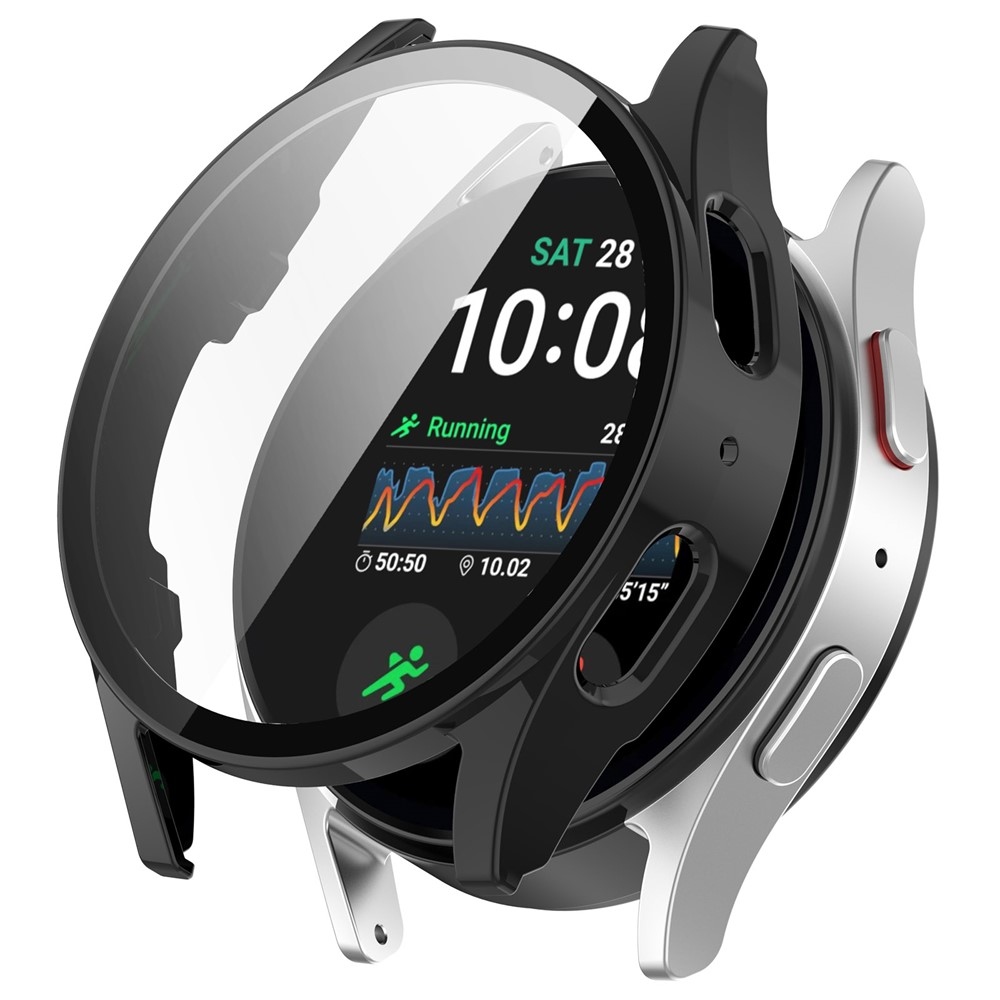 Overall plastové nasazovací pouzdro s ochranným sklem na Samsung Galaxy Watch7 40mm - černé