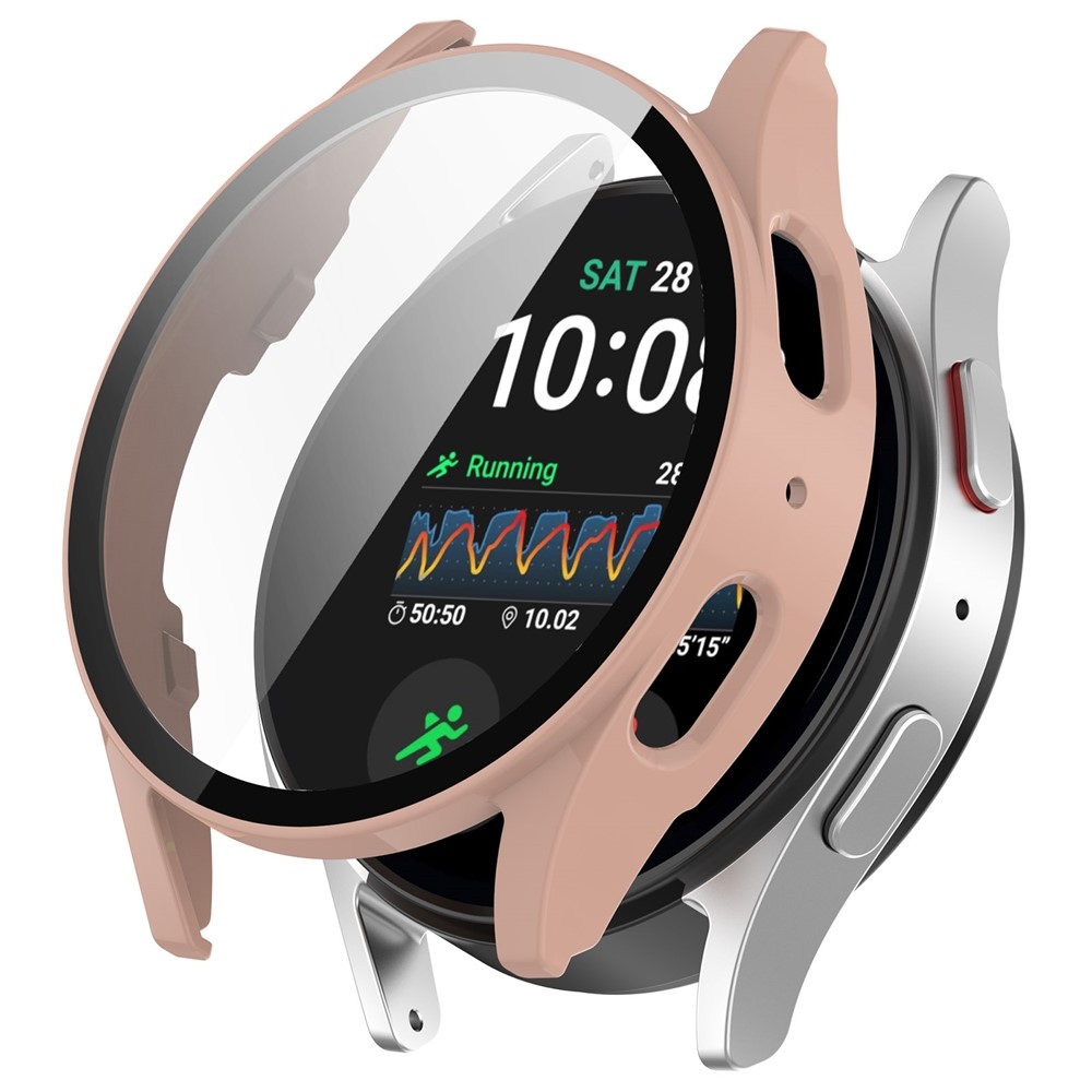 Overall plastové nasazovací pouzdro s ochranným sklem na Samsung Galaxy Watch7 44mm - růžové