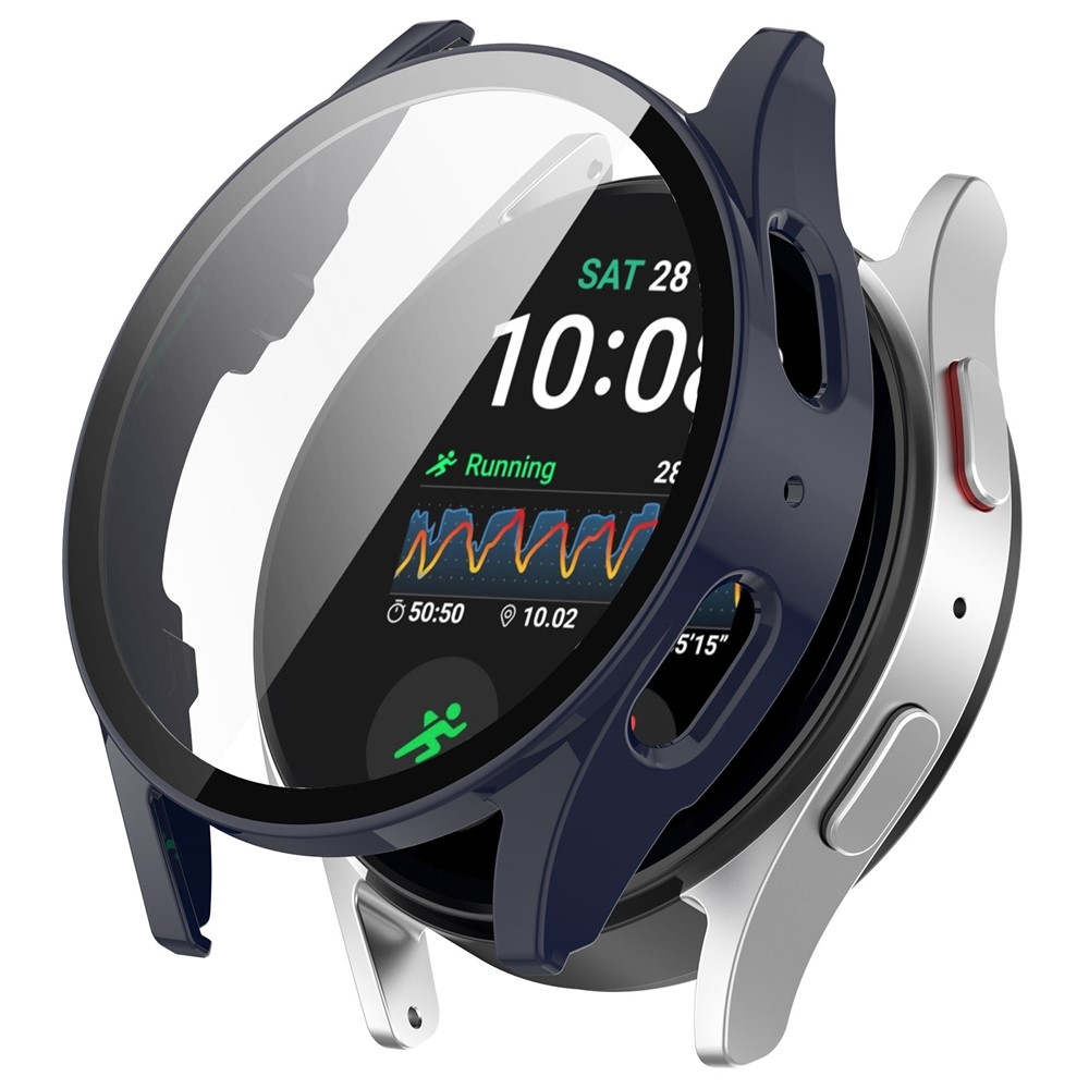 Overall plastové nasazovací pouzdro s ochranným sklem na Samsung Galaxy Watch7 44mm - tmavěmodré