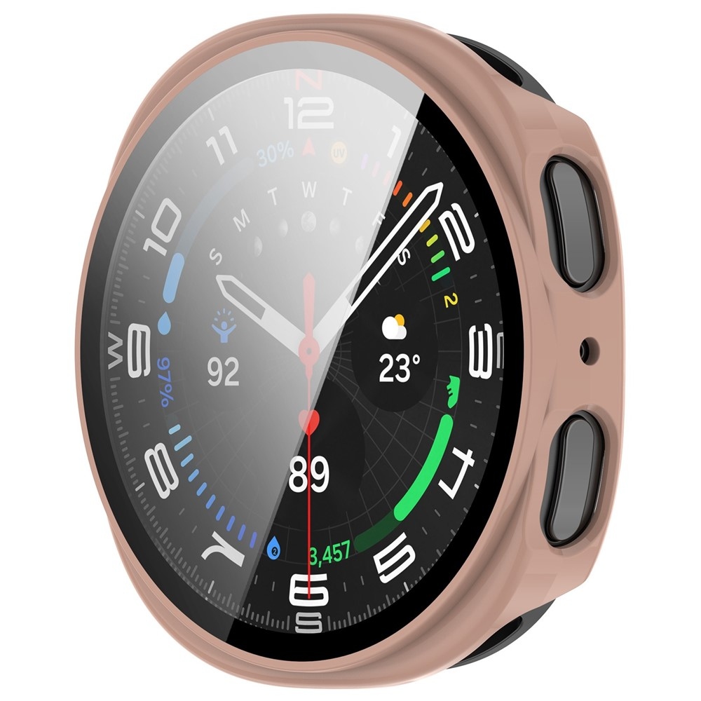 Overall plastové nasazovací pouzdro s ochranným sklem na Samsung Galaxy Watch8 40mm - růžové