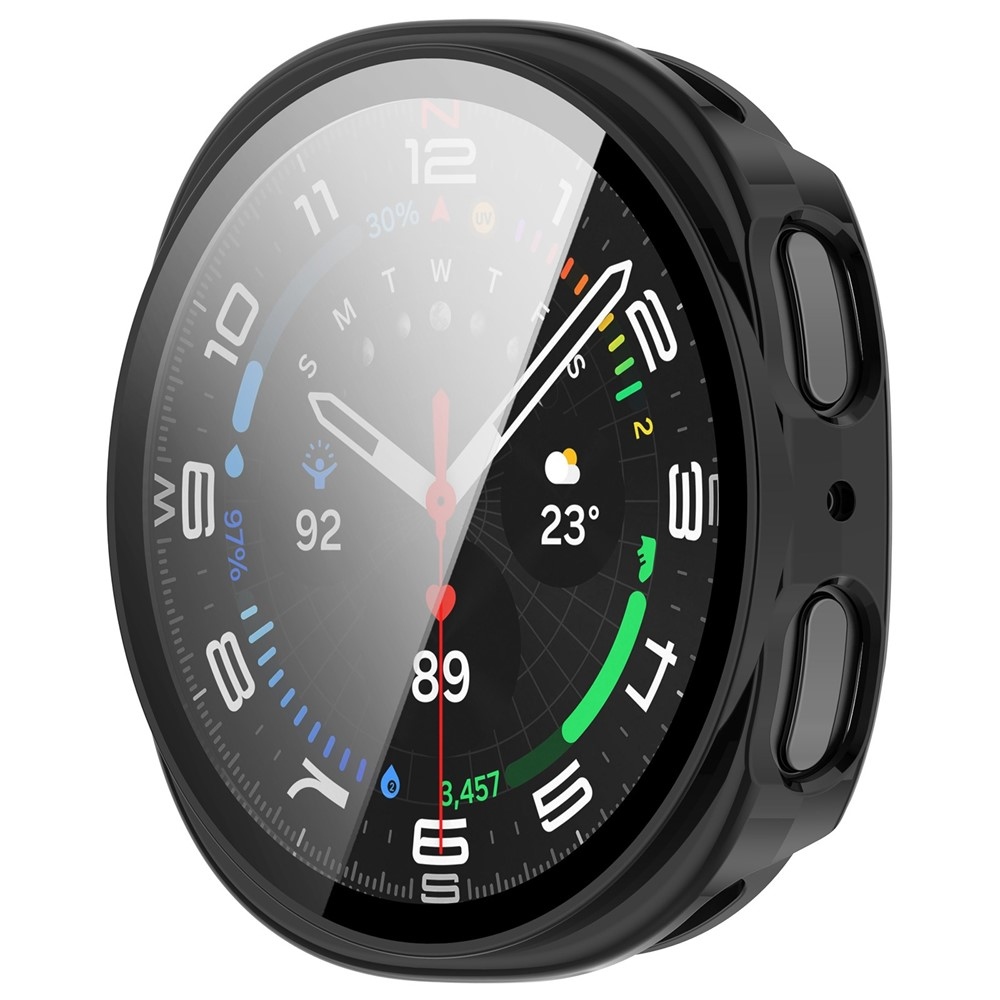 Overall plastové nasazovací pouzdro s ochranným sklem na Samsung Galaxy Watch8 44mm - černé
