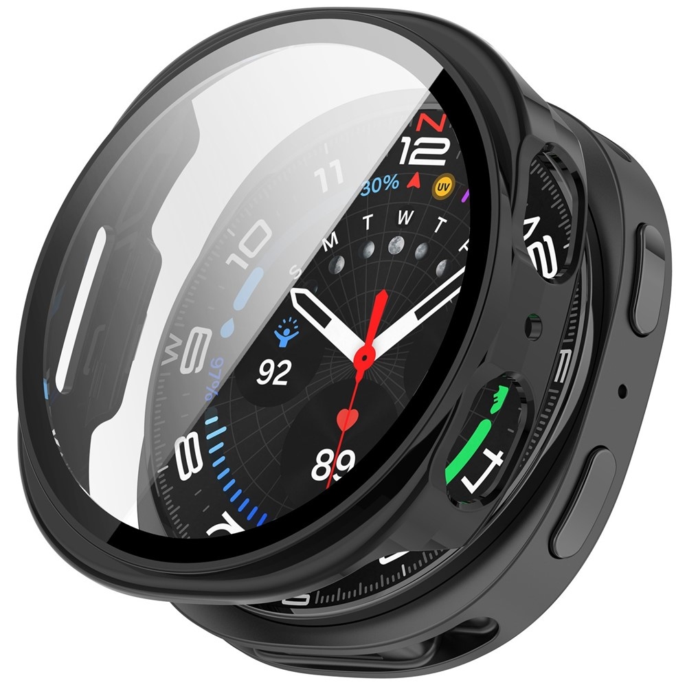 Overall plastové nasazovací pouzdro s ochranným sklem na Samsung Galaxy Watch8 44mm - černé