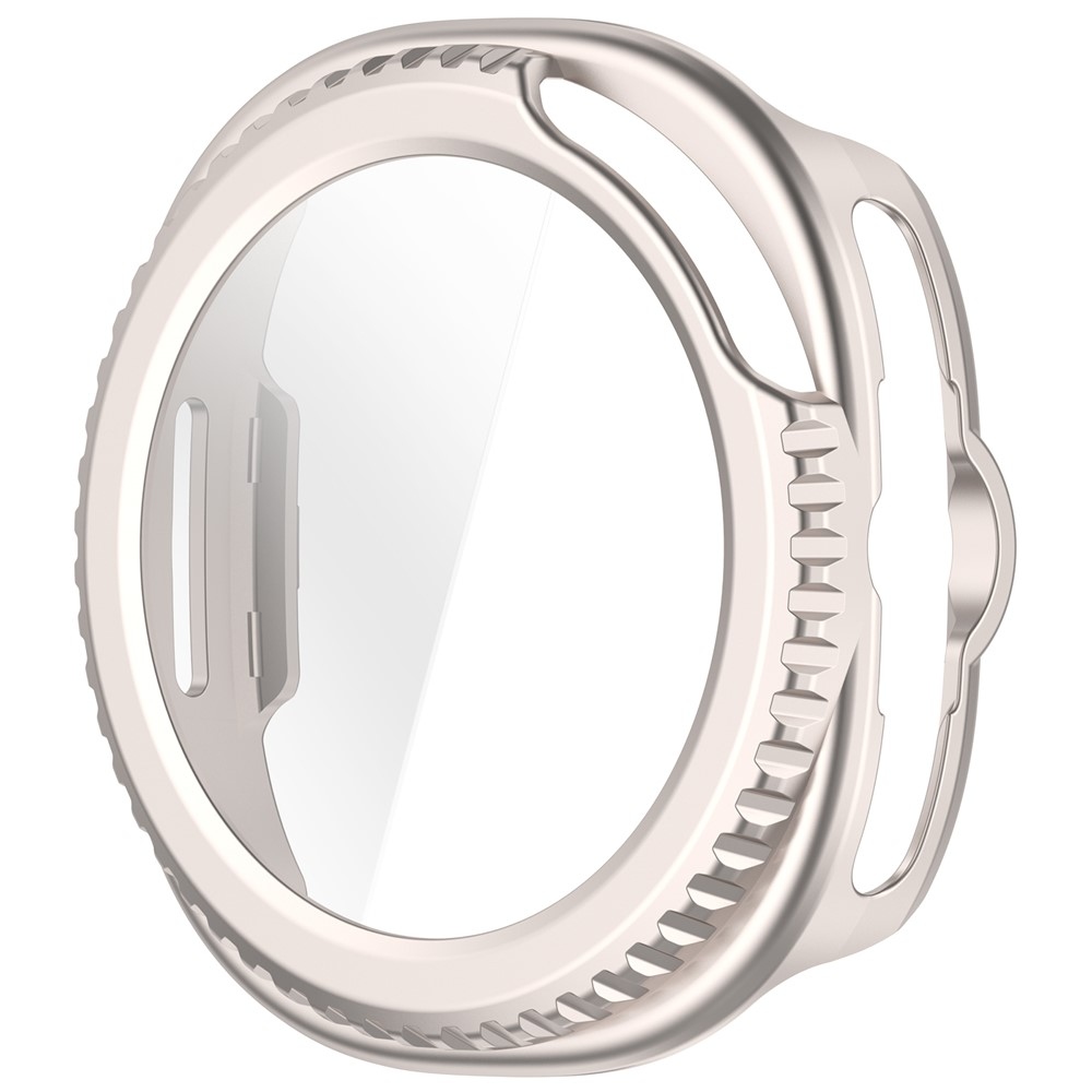 Overall plastové nasazovací pouzdro s ochranným sklem na Samsung Galaxy Watch8 Classic 46mm - béžové