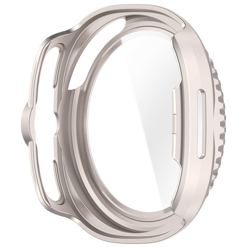 Overall plastové nasazovací pouzdro s ochranným sklem na Samsung Galaxy Watch8 Classic 46mm - béžové