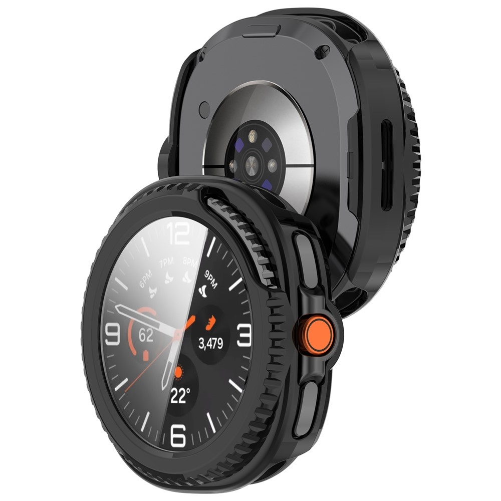 Overall plastové nasazovací pouzdro s ochranným sklem na Samsung Galaxy Watch8 Classic 46mm - černé