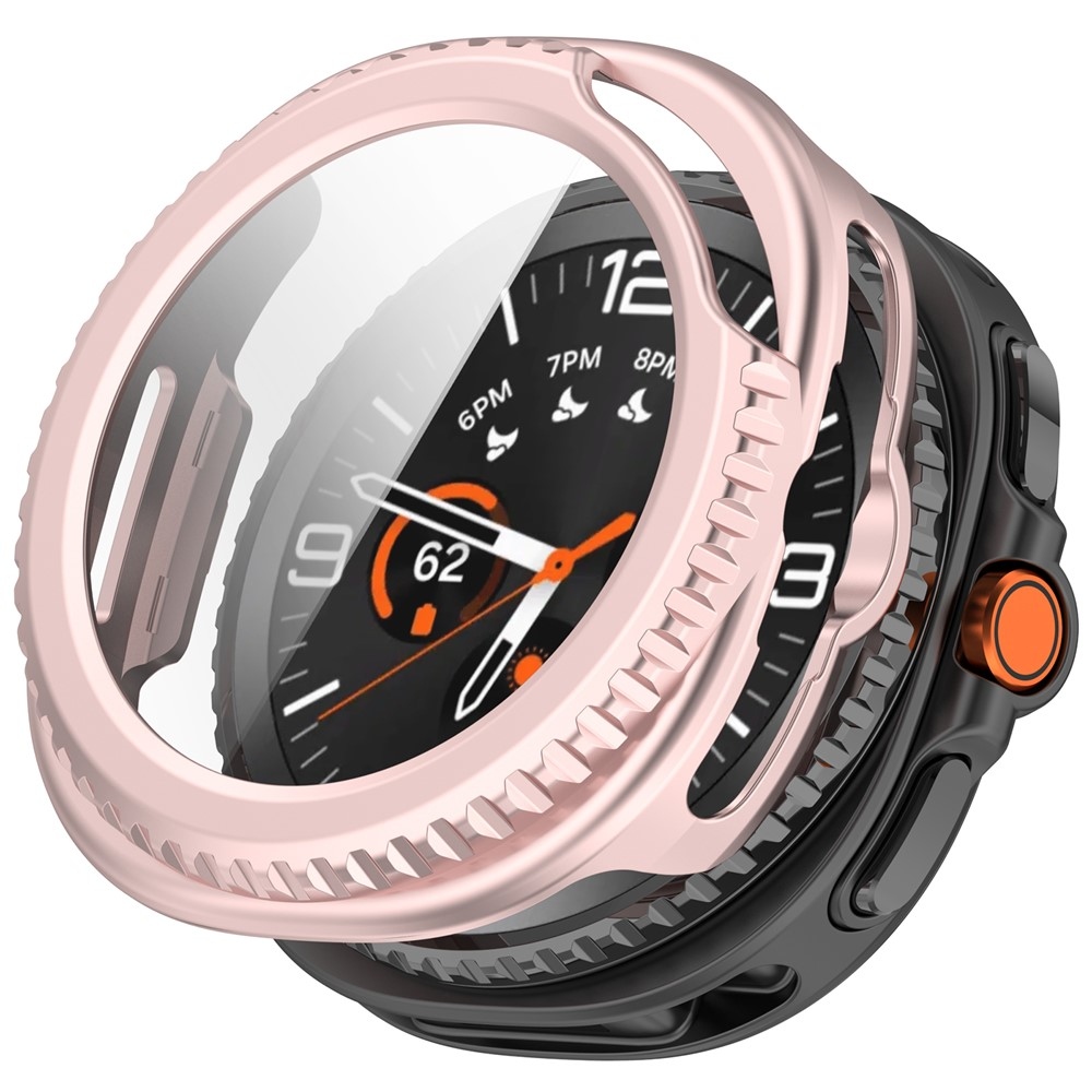Overall plastové nasazovací pouzdro s ochranným sklem na Samsung Galaxy Watch8 Classic 46mm - růžové