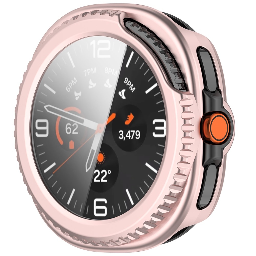 Overall plastové nasazovací pouzdro s ochranným sklem na Samsung Galaxy Watch8 Classic 46mm - růžové