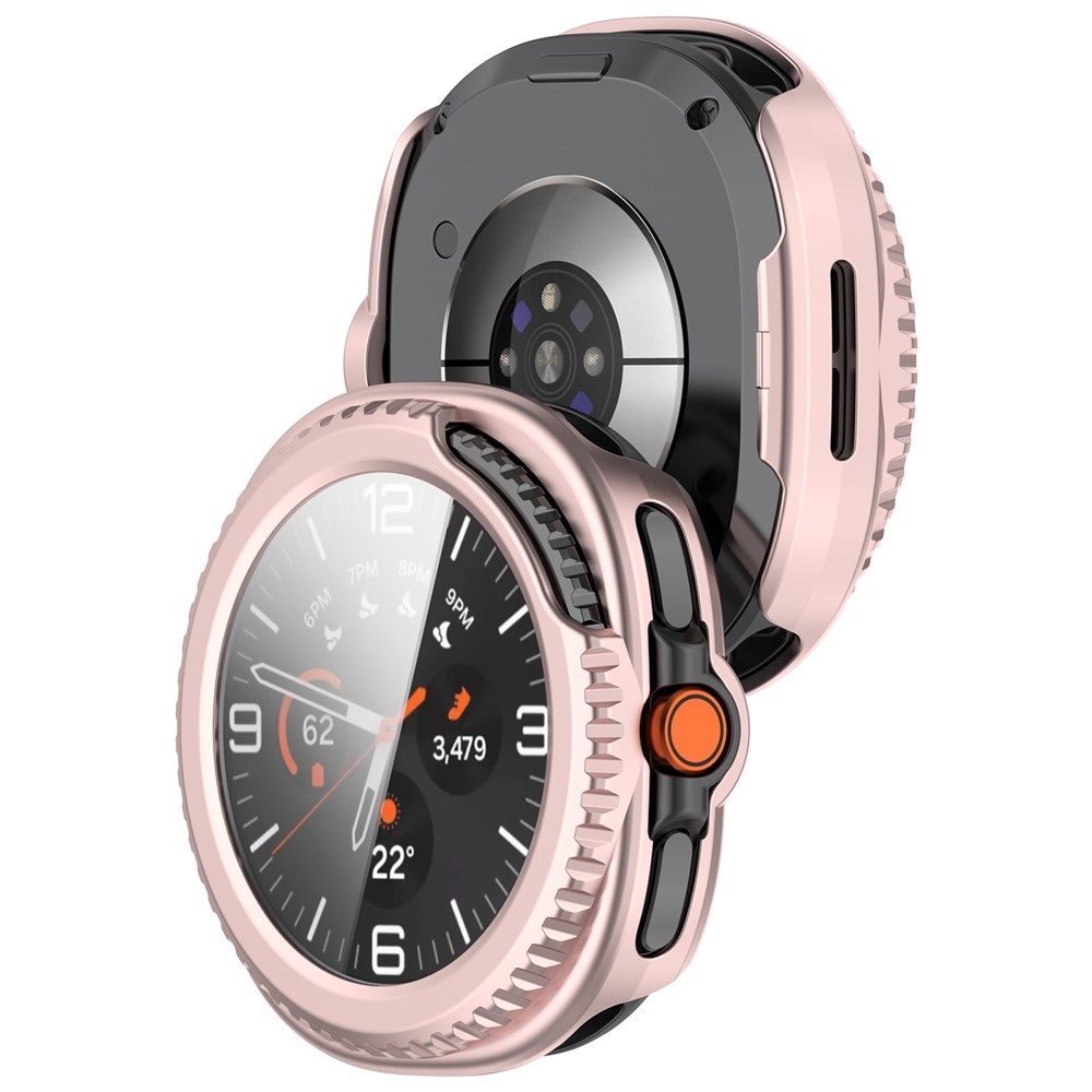 Overall plastové nasazovací pouzdro s ochranným sklem na Samsung Galaxy Watch8 Classic 46mm - růžové