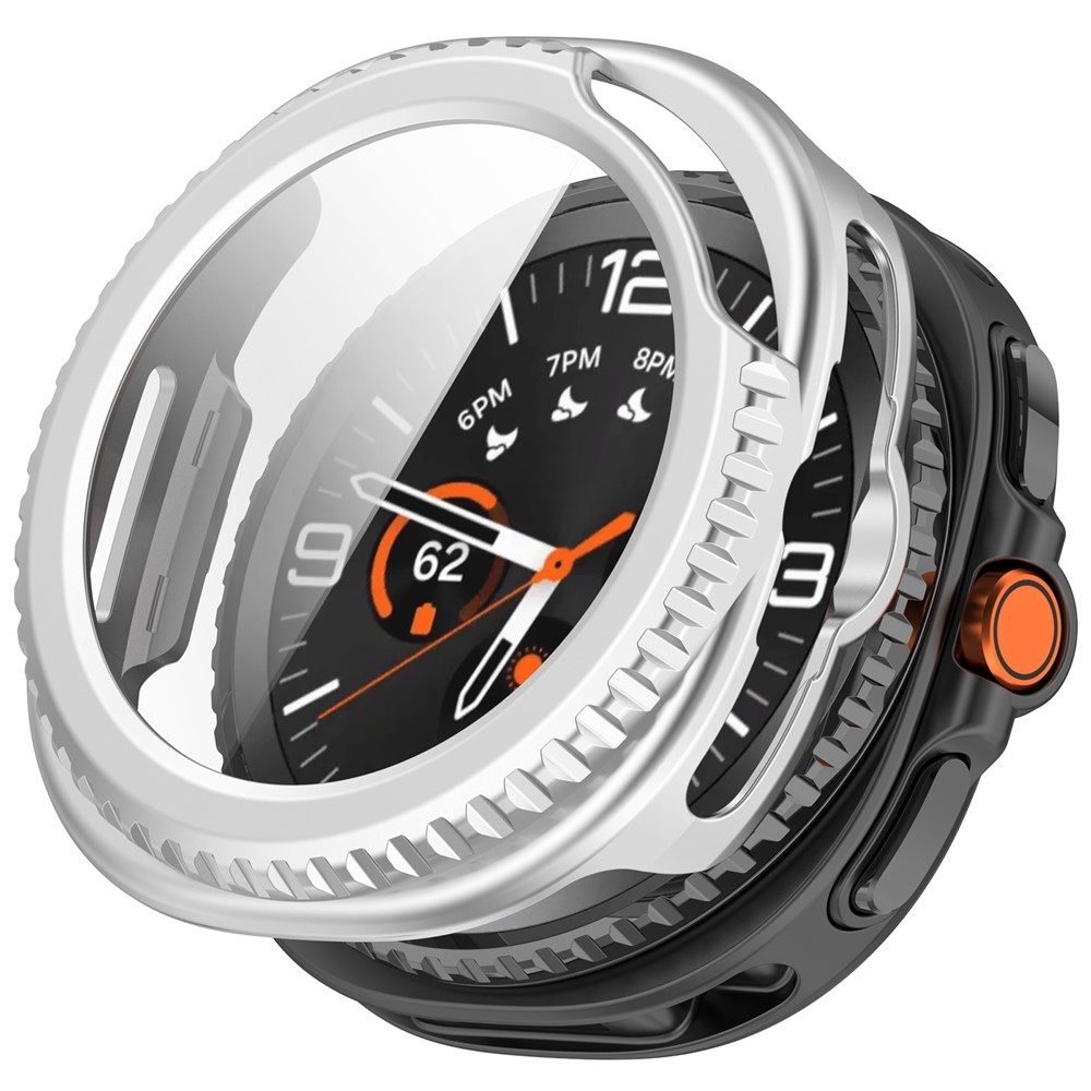 Overall plastové nasazovací pouzdro s ochranným sklem na Samsung Galaxy Watch8 Classic 46mm - stříbrné