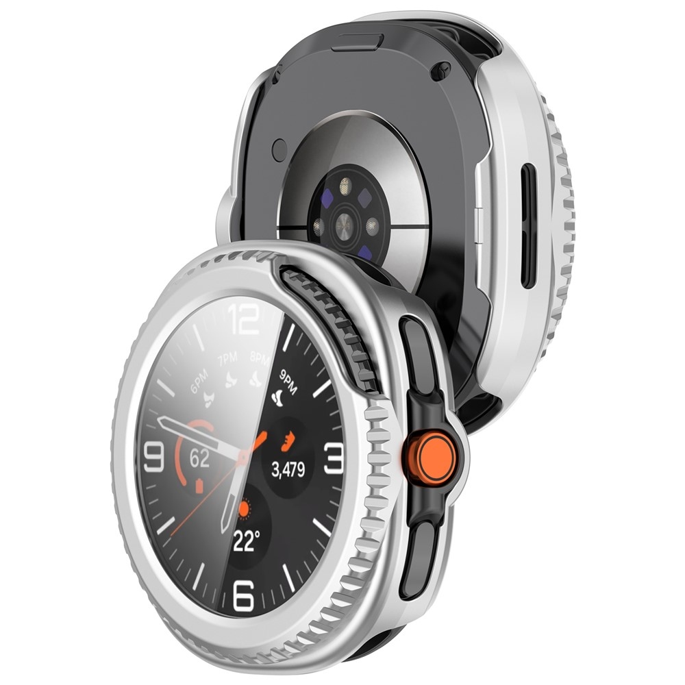 Overall plastové nasazovací pouzdro s ochranným sklem na Samsung Galaxy Watch8 Classic 46mm - stříbrné