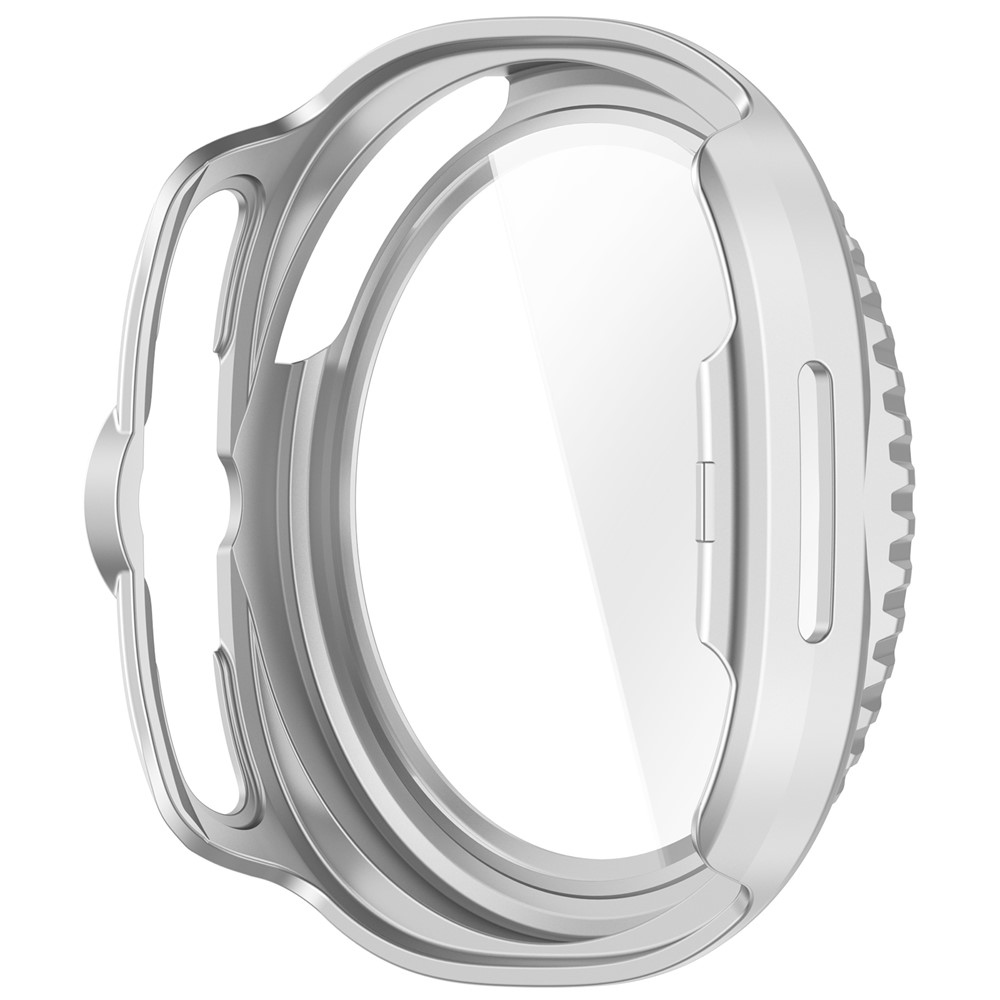 Overall plastové nasazovací pouzdro s ochranným sklem na Samsung Galaxy Watch8 Classic 46mm - stříbrné