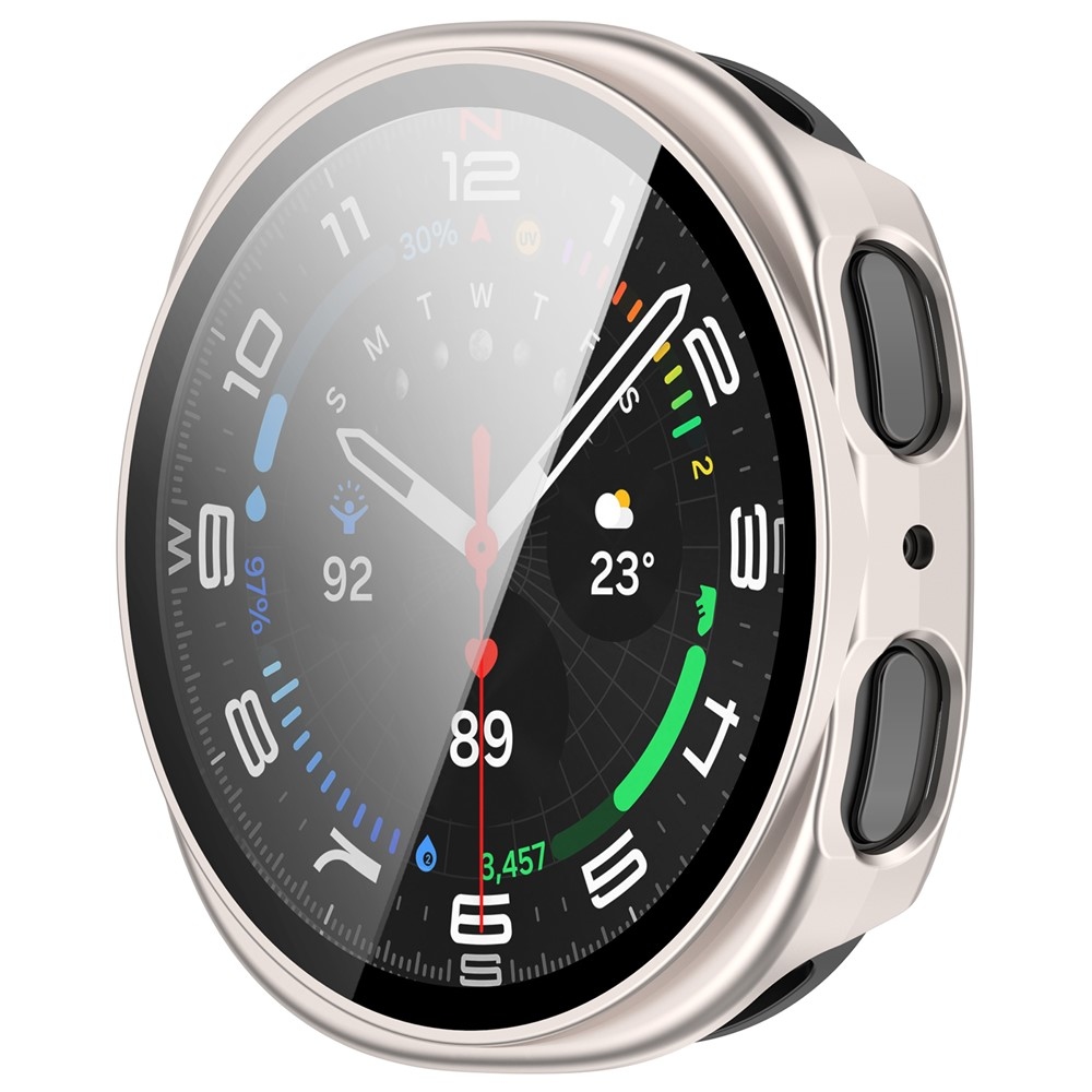 Overall plastové nasazovací pouzdro s ochranným sklem na Samsung Galaxy Watch9 44mm - béžové