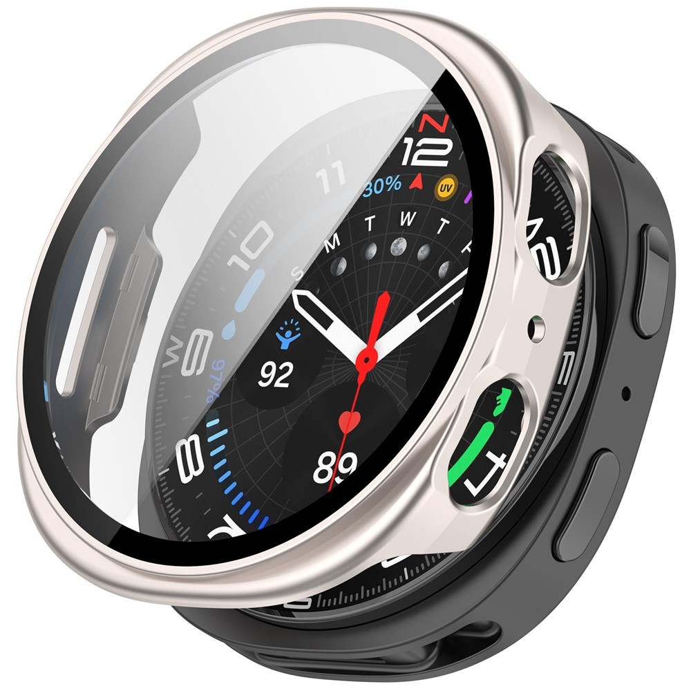 Overall plastové nasazovací pouzdro s ochranným sklem na Samsung Galaxy Watch9 44mm - béžové