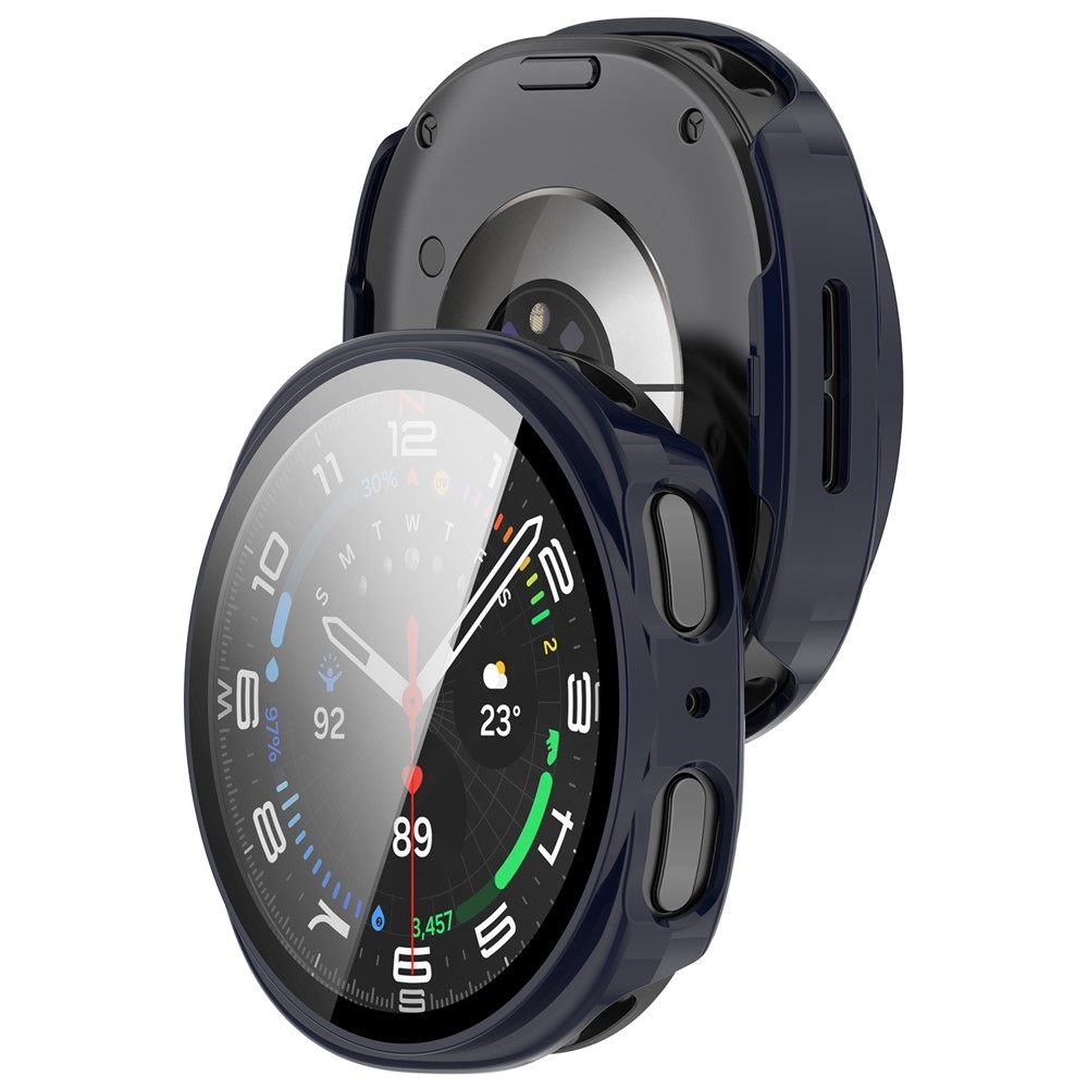 Overall plastové nasazovací pouzdro s ochranným sklem na Samsung Galaxy Watch9 44mm - modré