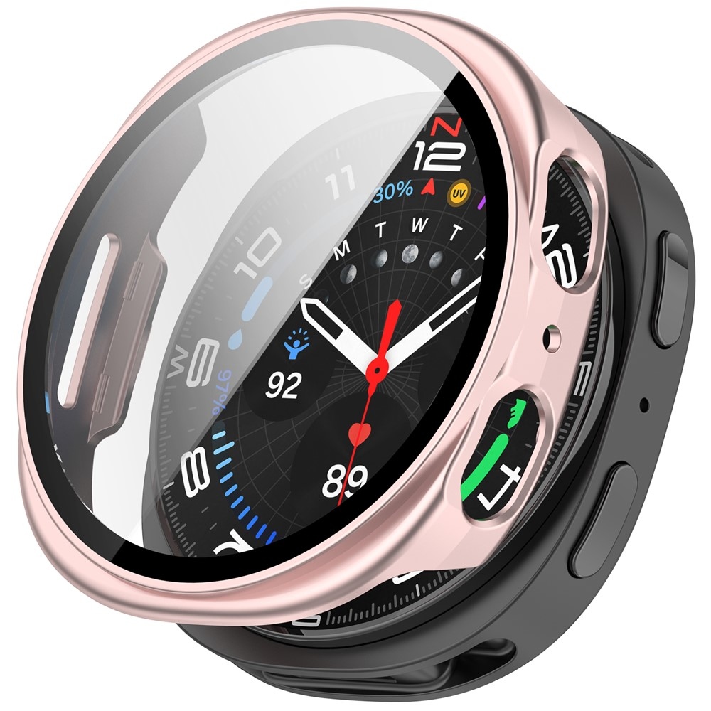 Overall plastové nasazovací pouzdro s ochranným sklem na Samsung Galaxy Watch9 44mm - růžové