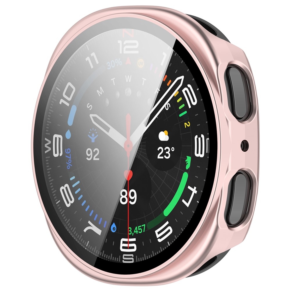 Overall plastové nasazovací pouzdro s ochranným sklem na Samsung Galaxy Watch9 44mm - růžové