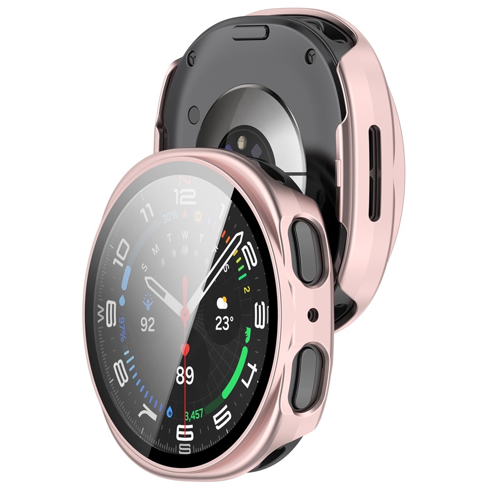 Overall plastové nasazovací pouzdro s ochranným sklem na Samsung Galaxy Watch9 44mm - růžové