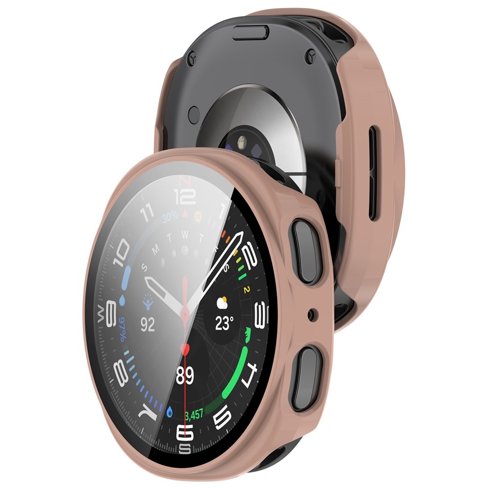 Overall plastové nasazovací pouzdro s ochranným sklem na Samsung Galaxy Watch9 44mm - tmavěrůžové