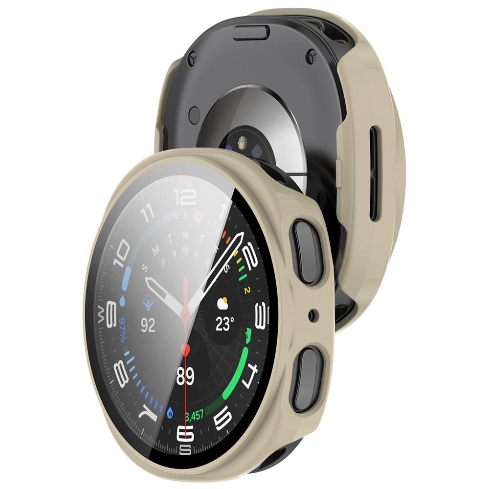 Overall plastové nasazovací pouzdro s ochranným sklem na Samsung Galaxy Watch9 44mm - zlaté