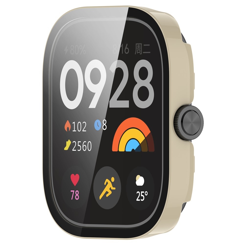 Overall plastové nasazovací pouzdro s ochranným sklem na Xiaomi Redmi Watch 4 - béžové