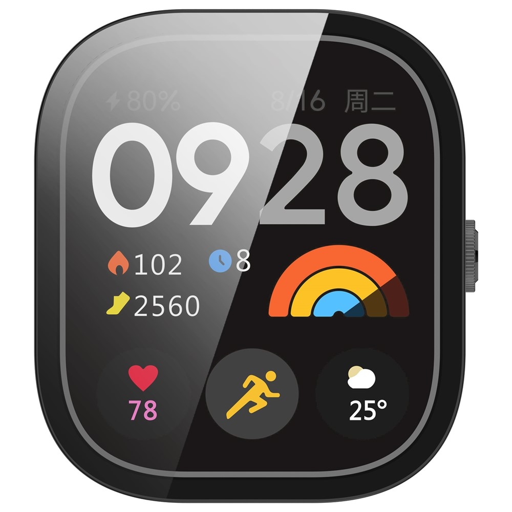 Overall plastové nasazovací pouzdro s ochranným sklem na Xiaomi Redmi Watch 4 - černé