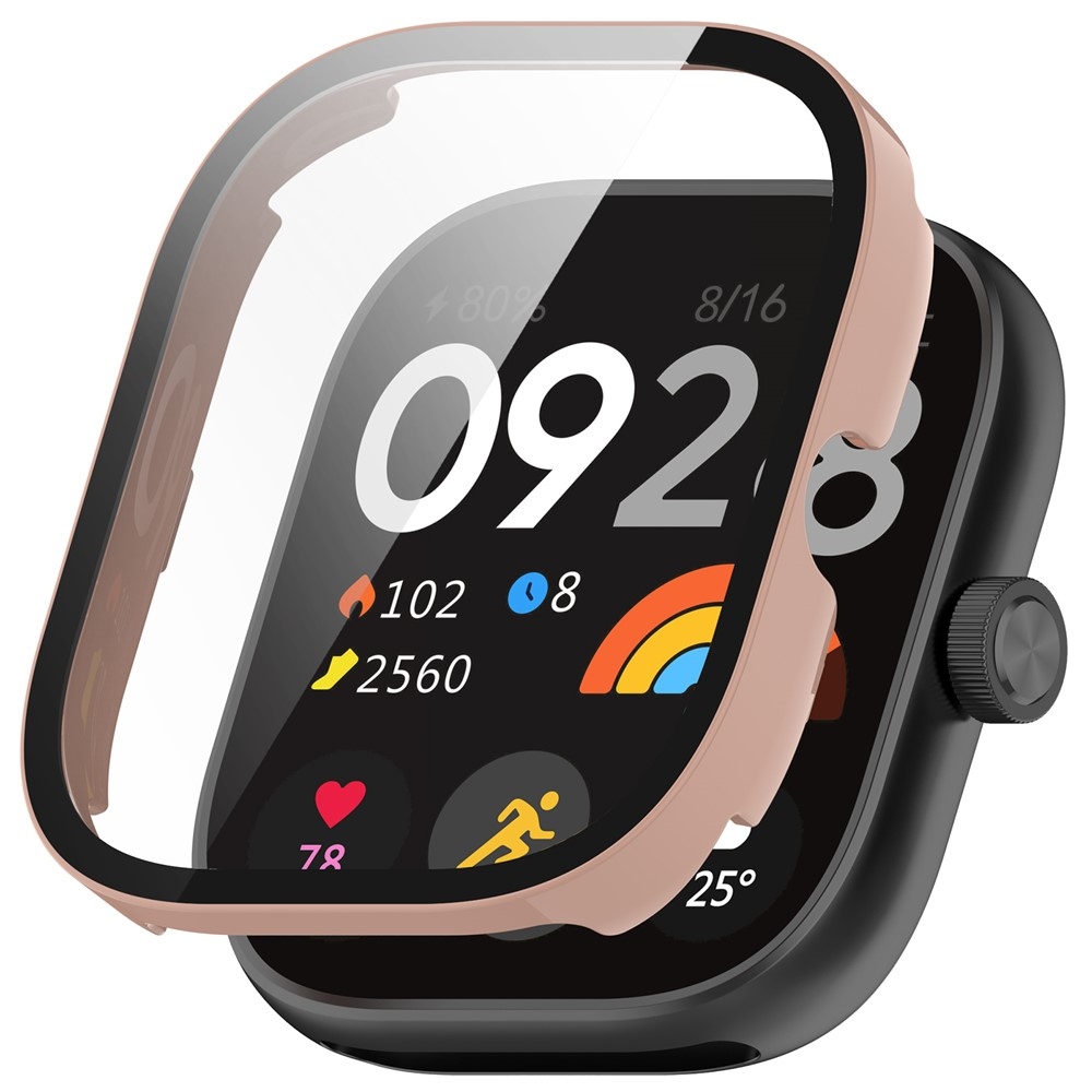 Overall plastové nasazovací pouzdro s ochranným sklem na Xiaomi Redmi Watch 4 - růžové