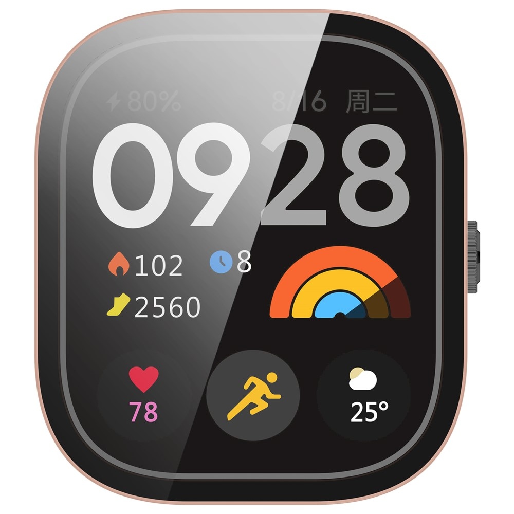 Overall plastové nasazovací pouzdro s ochranným sklem na Xiaomi Redmi Watch 4 - růžové