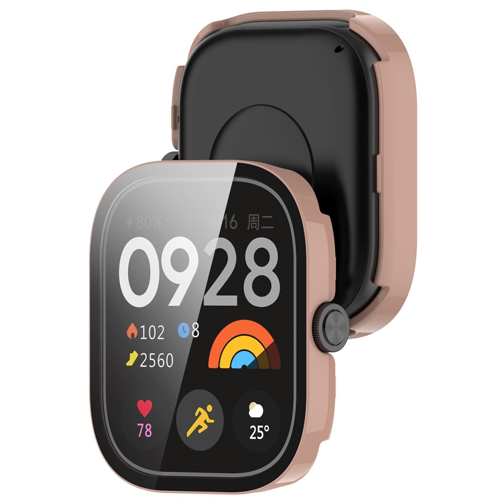 Overall plastové nasazovací pouzdro s ochranným sklem na Xiaomi Redmi Watch 4 - růžové