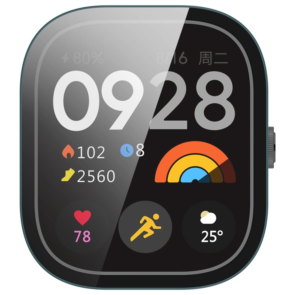 Overall plastové nasazovací pouzdro s ochranným sklem na Xiaomi Redmi Watch 4 - zelené