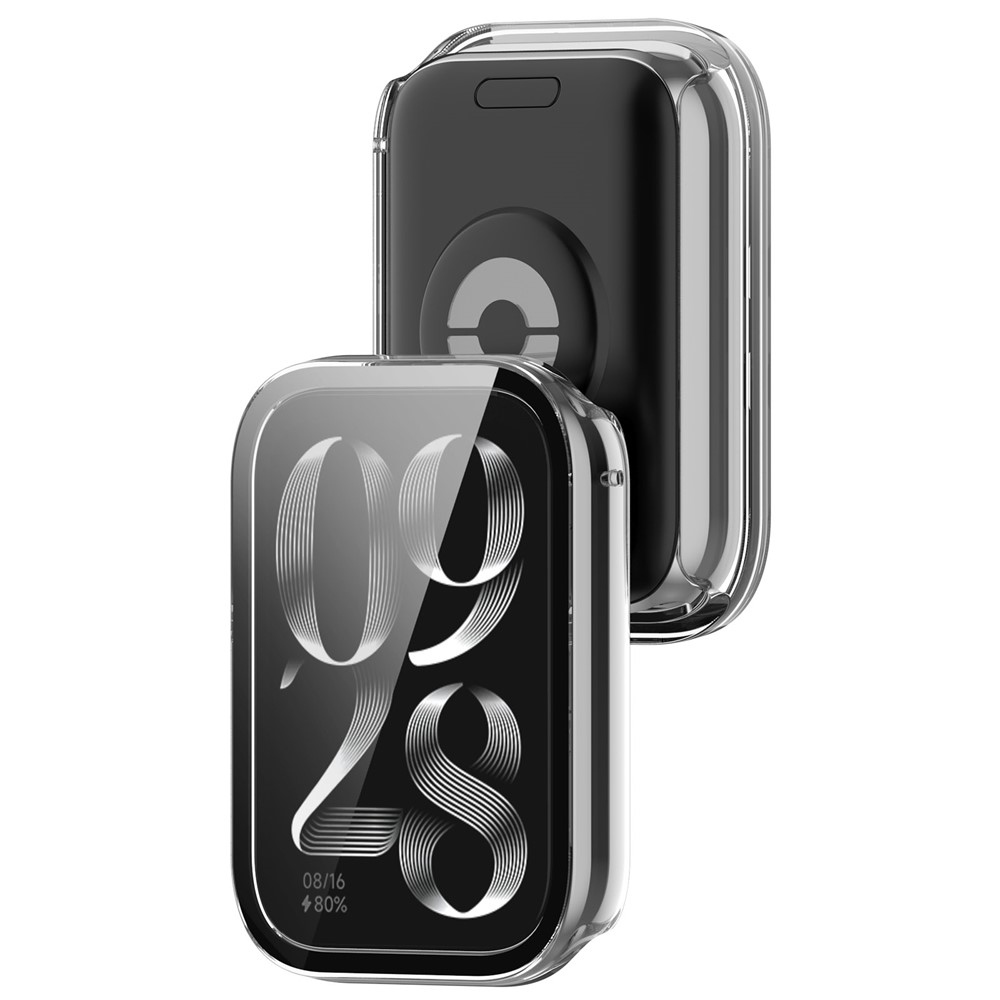 Overall plastové nasazovací pouzdro s ochranným sklem na Xiaomi Smart Band 10 Pro - průhledné