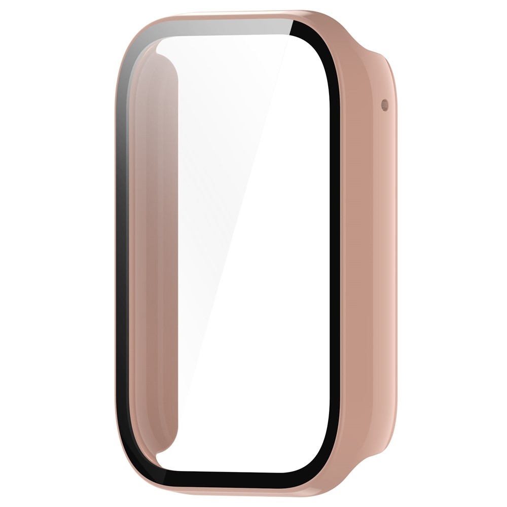 Overall plastové nasazovací pouzdro s ochranným sklem na Xiaomi Smart Band 8 Pro - růžové