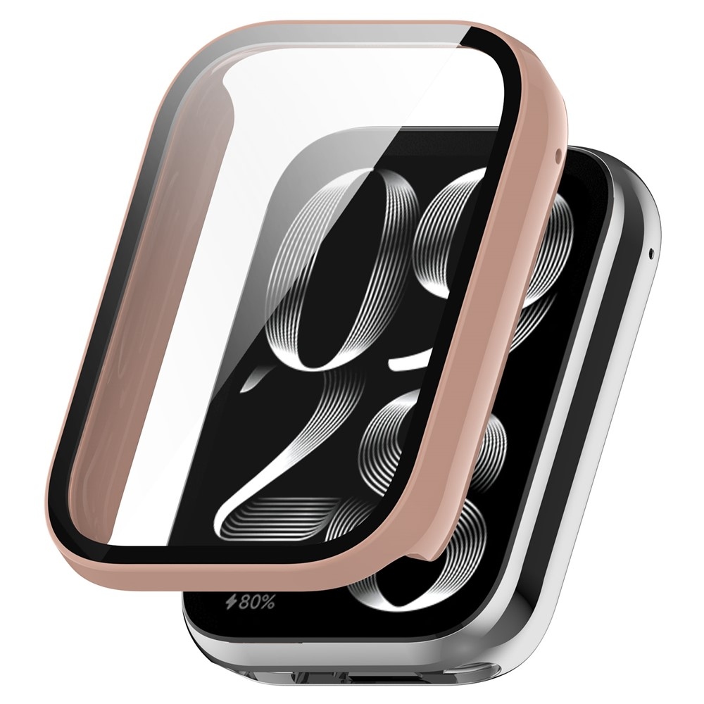 Overall plastové nasazovací pouzdro s ochranným sklem na Xiaomi Smart Band 8 Pro - růžové